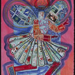 collage with postal stamps