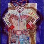 collage with postal stamps