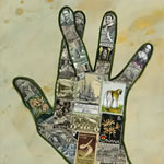 collage with postage stamps
