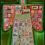 collage with postal stamps