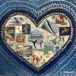 collage with postage stamps
