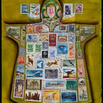 collage with postal stamps