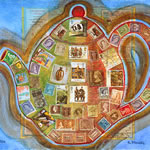 collage with postage stamps