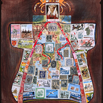 collage with postal stamps