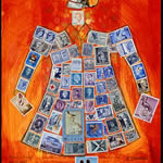 collage with postal stamps
