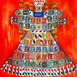 collage with postal stamps