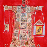 collage with postal stamps