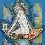 collage with postage stamps