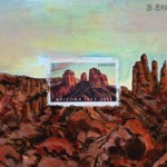 collage with postage stamps