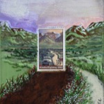 collage with postage stamps