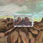 collage with postage stamps