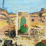 collage with postage stamps