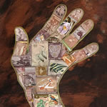 collage with postage stamps