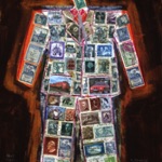 collage with postage stamps
