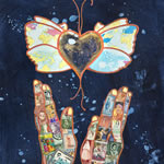 collage with postage stamps