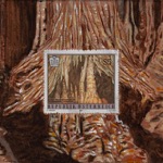 collage with postage stamps