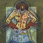 collage with postage stamps