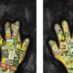 collage with postage stamps
