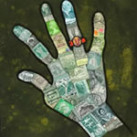 collage with postage stamps