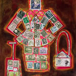 collage with postal stamps