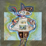 collage with postage stamps