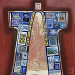 collage with postage stamps