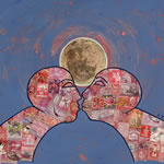 collage with postage stamps