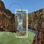 collage with postage stamps