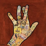 collage with postage stamps