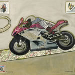 collage with postage stamps