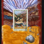 collage with postage stamps