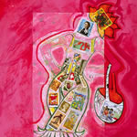 collage with postal stamps