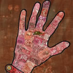 collage with postage stamps