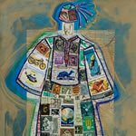 collage with postage stamps