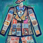 collage with postage stamps