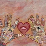 collage with postage stamps