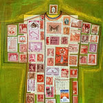 collage with postage stamps