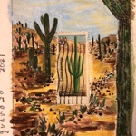 collage with postage stamps