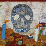 collage with postage stamps