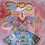 collage with postage stamps
