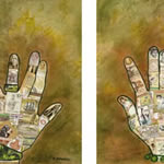 collage with postage stamps