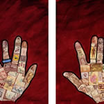 collage with postage stamps