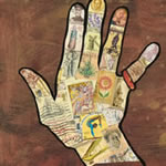 collage with postage stamps