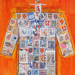 collage with postal stamps