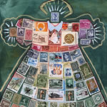 collage with postage stamps