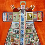 collage with postage stamps