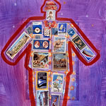collage with postage stamps