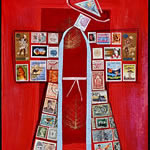 collage with postage stamps
