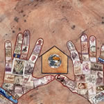 collage with postage stamps