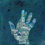 collage with postage stamps